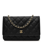 Caviar Quilted Wallet on Chain WOC Black
