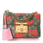GG Supreme Monogram Strawberry Small Padlock Shoulder Bag
