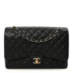 Caviar Quilted Maxi Double Flap Black