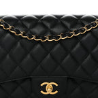Caviar Quilted Jumbo Double Flap Black