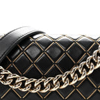 Lambskin Chain Quilted Medium Boy Flap Black