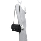 Caviar Quilted Jumbo Double Flap Black