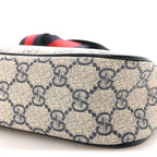 GG Supreme Monogram Textured Dollar Calfskin Web Small Ophidia GG Handbag Beige Blue
