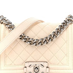 Caviar Quilted Small Boy Flap White