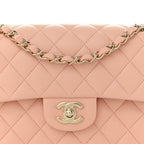 Lambskin Quilted Small Double Flap Light Orange