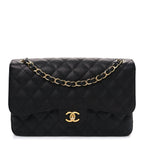 Caviar Quilted Jumbo Double Flap Black