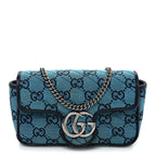 Monogram Multicolor Matelasse Diagonal Super Mini GG Marmont Shoulder Bag Light Blue