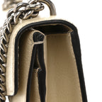 Textured Calfskin Crystal Mini Dionysus Shoulder Bag Mystic White
