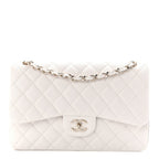 Caviar Quilted Jumbo Double Flap White