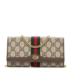 GG Supreme Monogram Web Ophidia Wallet On Chain Brown