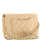 Caviar Quilted Wallet on Chain WOC Beige