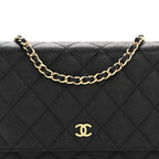 Caviar Quilted Wallet on Chain WOC Black