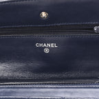 Lambskin Quilted Wallet On Chain WOC Navy Blue