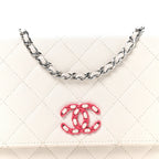 Caviar Quilted Chanel 19 Wallet on Chain WOC White Pink