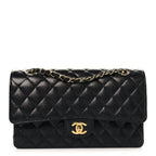 Caviar Quilted Medium Double Flap Black