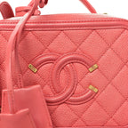 Caviar Quilted Small CC Filigree Vanity Case Pink