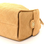 Suede Quilted Small Chanel 25 Handbag Beige