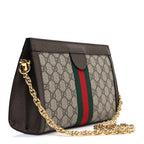 GG Supreme Monogram Web Small Ophidia Chain Shoulder Bag Brown