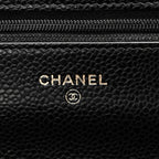 Caviar Quilted Wallet on Chain WOC Black