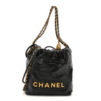 Shiny Calfskin Quilted Mini Chanel 22 Black