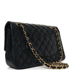 Lambskin Quilted Medium Double Flap Black