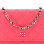 Caviar Quilted Wallet on Chain WOC Dark Pink