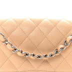 Caviar Quilted Medium Double Flap Beige