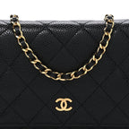 Caviar Quilted Wallet on Chain WOC Black
