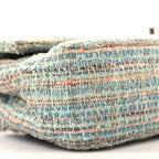 Tweed Quilted Medium Double Flap Blue Multicolor
