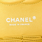 Lambskin Quilted Medium Double Flap Yellow