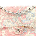 Tweed Quilted Camellia Medium Double Flap Ivory Multicolor