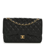 Caviar Quilted Jumbo Double Flap Black