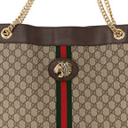 GG Supreme Monogram Large Rajah Chain Tote Beige New Acero