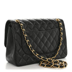 Caviar Quilted Jumbo Double Flap Black