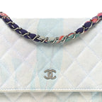 Canvas Quilted Jungle Jeans Wallet on Chain WOC Multicolor
