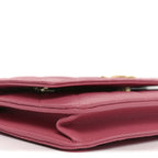 Caviar Quilted Textured CC Wallet On Chain WOC Pink