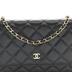 Caviar Quilted Wallet on Chain WOC Black