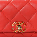 Lambskin Quilted Chanel 19 Waist Bag Red