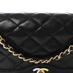 Lambskin Quilted Medium Double Flap Bag Black