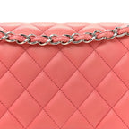 Lambskin Quilted Jumbo Double Flap Pink