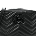 Calfskin Matelasse Monochrome Small GG Marmont Chain Shoulder Bag Black