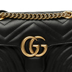 Calfskin Matelasse Mini GG Marmont Shoulder Bag Black
