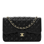 Caviar Quilted Jumbo Double Flap Black