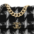 Tweed Quilted Large Chanel 19 Flap Black White