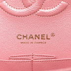 Iridescent Caviar Quilted Medium Double Flap Rose Pink