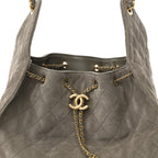 Suede Quilted Medium Chanel 25 Handbag Dark Grey