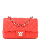 Lambskin Quilted Mini Rectangular Flap Red
