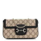GG Supreme Monogram Azalea Calfskin Horsebit 1955 Mini Bag Beige Black