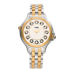 Stainless Steel Diamond Topaz 38mm Crazy Carats Two Tone Quartz Watch Silver