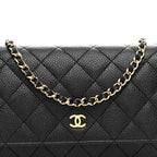 Caviar Quilted Wallet on Chain WOC Black